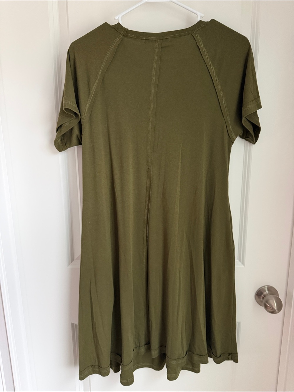 Olive Green Women's Swing Tee Dress - Picture 9 of 14